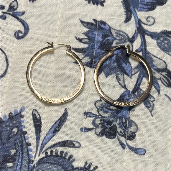 Coach Rose Gold-Tone Signature Logo Hoop Earrings - Picture 3 of 3